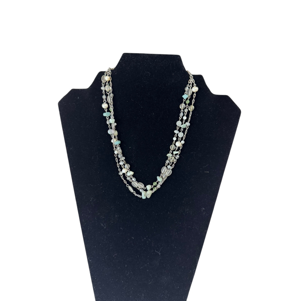 Women's Lia Sophia One Size Silver & Blue Beaded Layered Necklace
